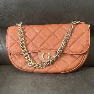 Quilted Tan Leather Chain Bag